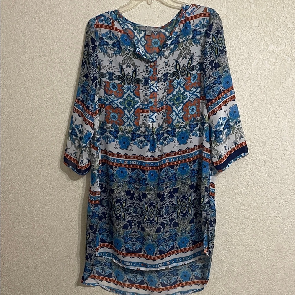 Valerie Stevens Sheer Tunic Sheath Dress